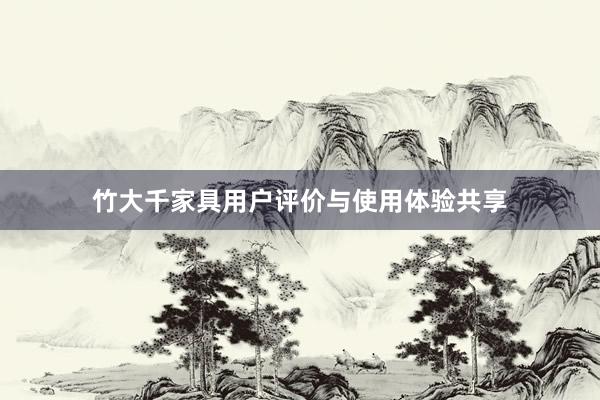 竹大千家具用户评价与使用体验共享
