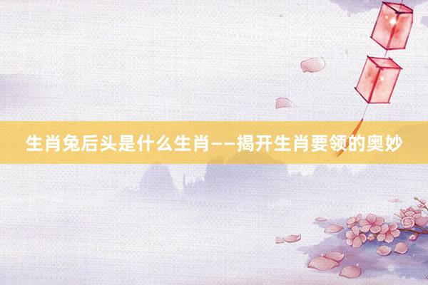 生肖兔后头是什么生肖——揭开生肖要领的奥妙
